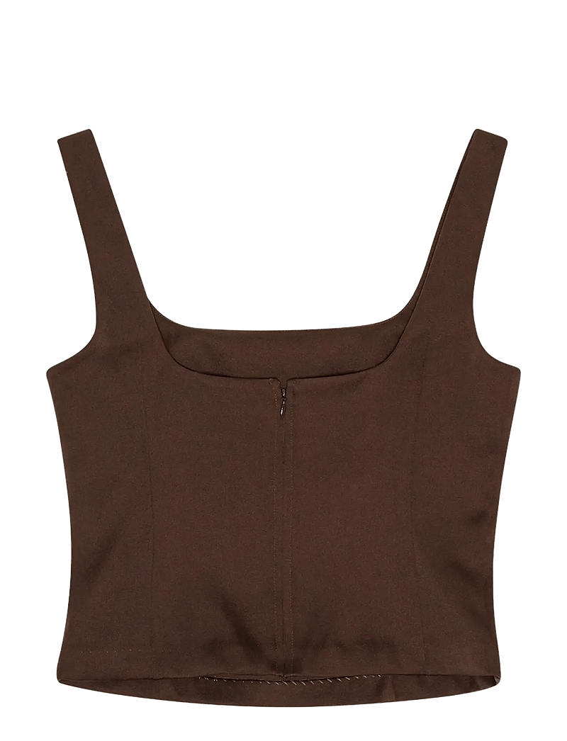 REMAIN Birger Christensen - FITTED TOP - linnen - chicory coffee - 2