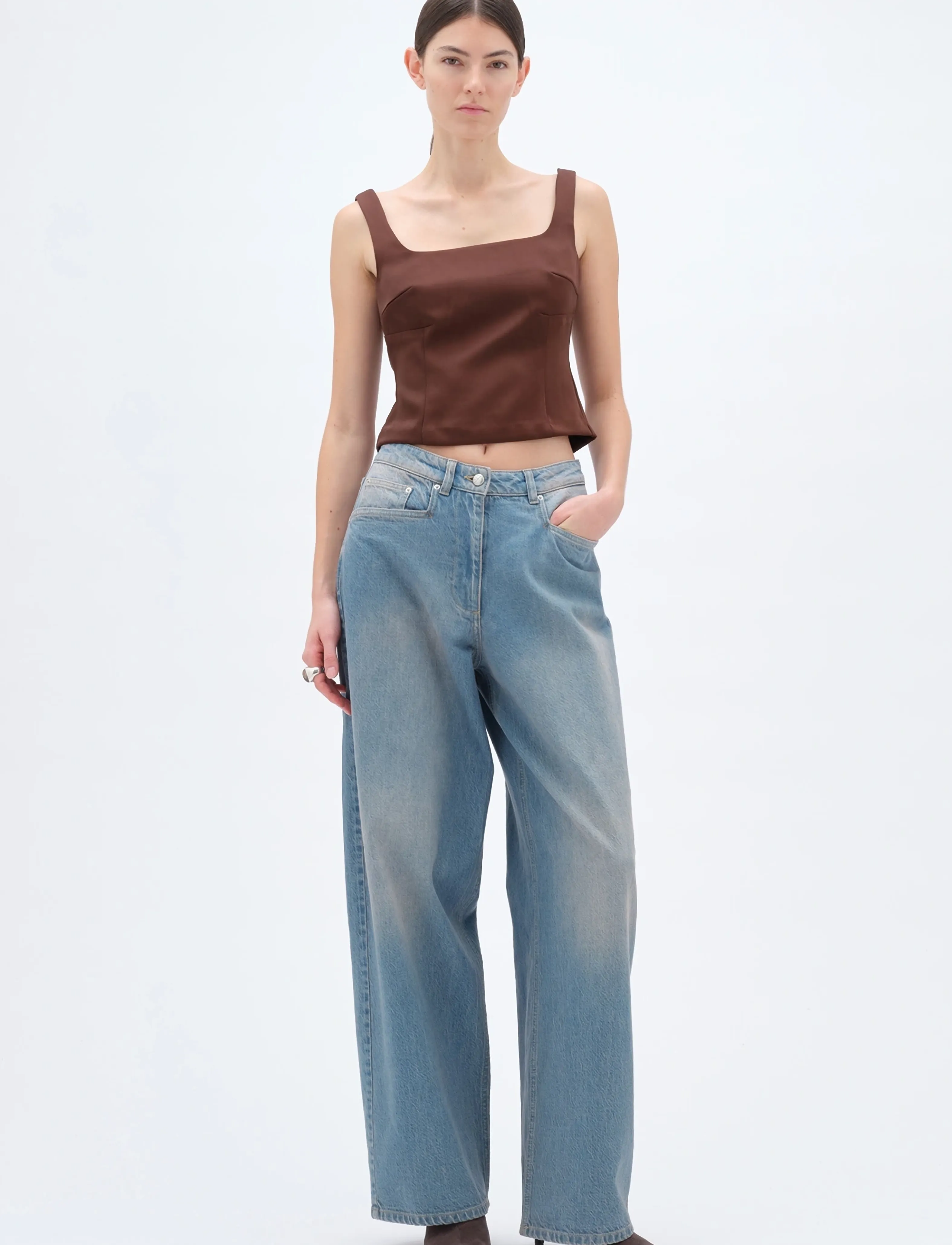 REMAIN Birger Christensen FITTED TOP - T-shirts & Toppe - CHICORY COFFEE / brown