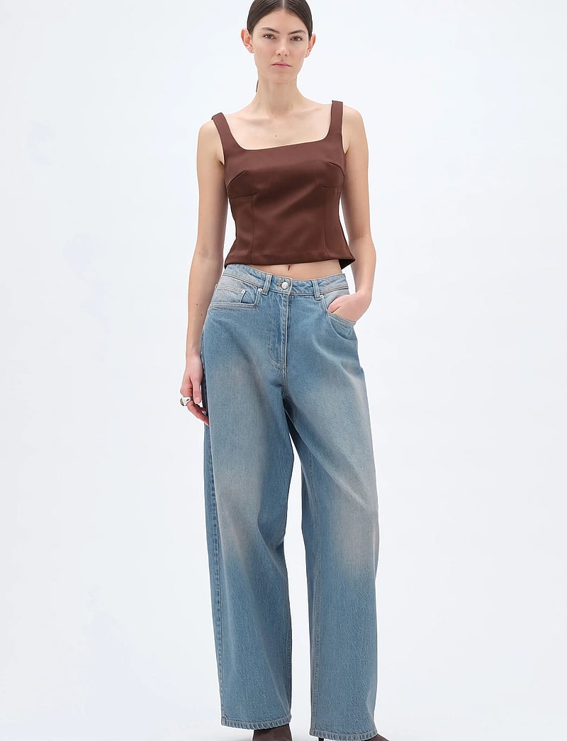 REMAIN Birger Christensen - FITTED TOP - linnen - chicory coffee - 0