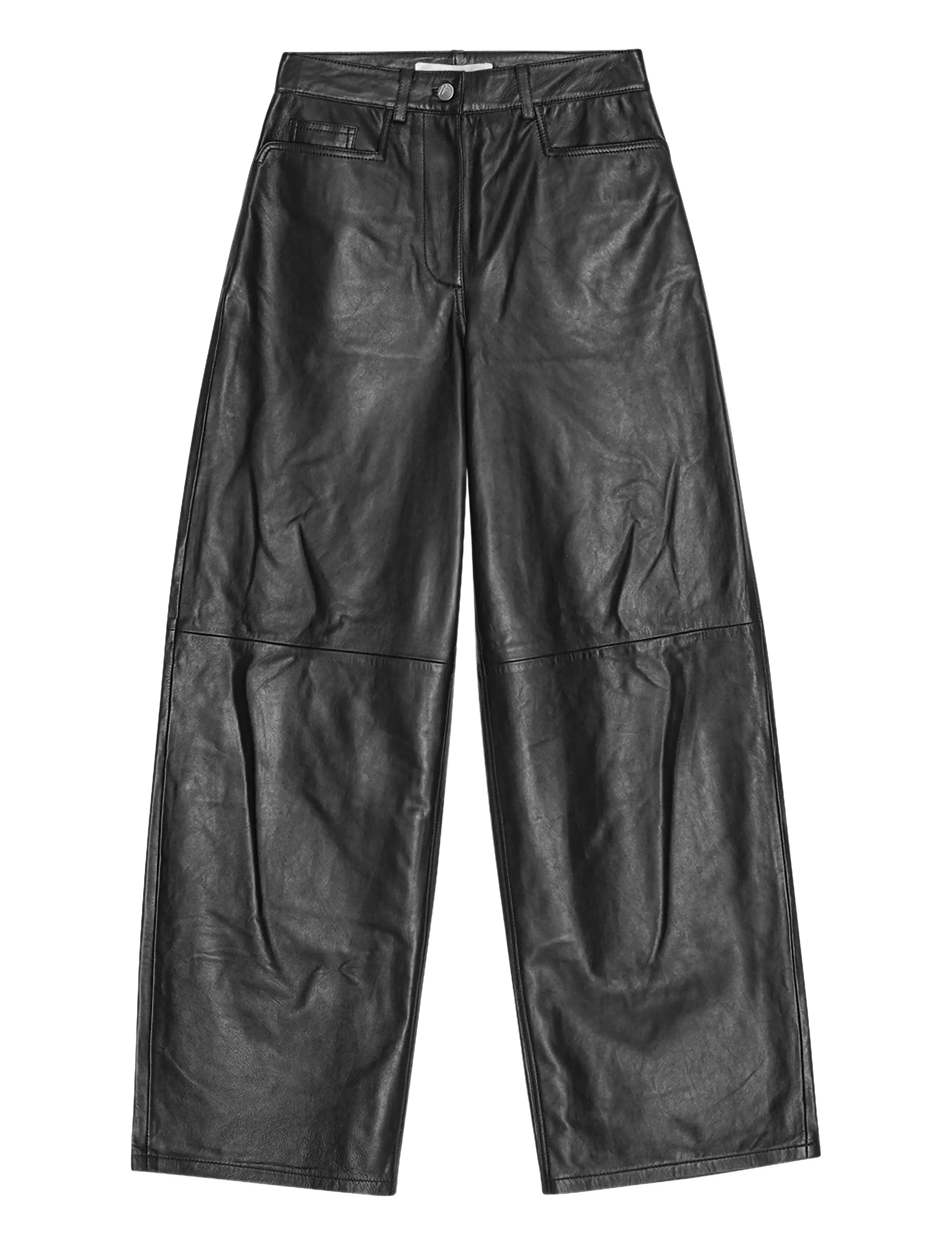 COCOON LEATHER PANTS - BLACK