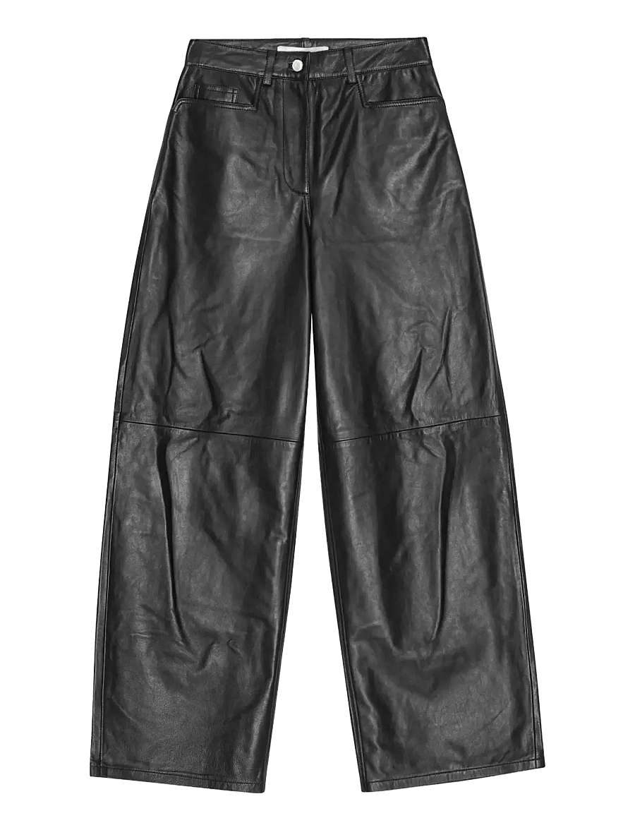 REMAIN Birger Christensen - COCOON LEATHER PANTS - barrelbyxor - black - 2