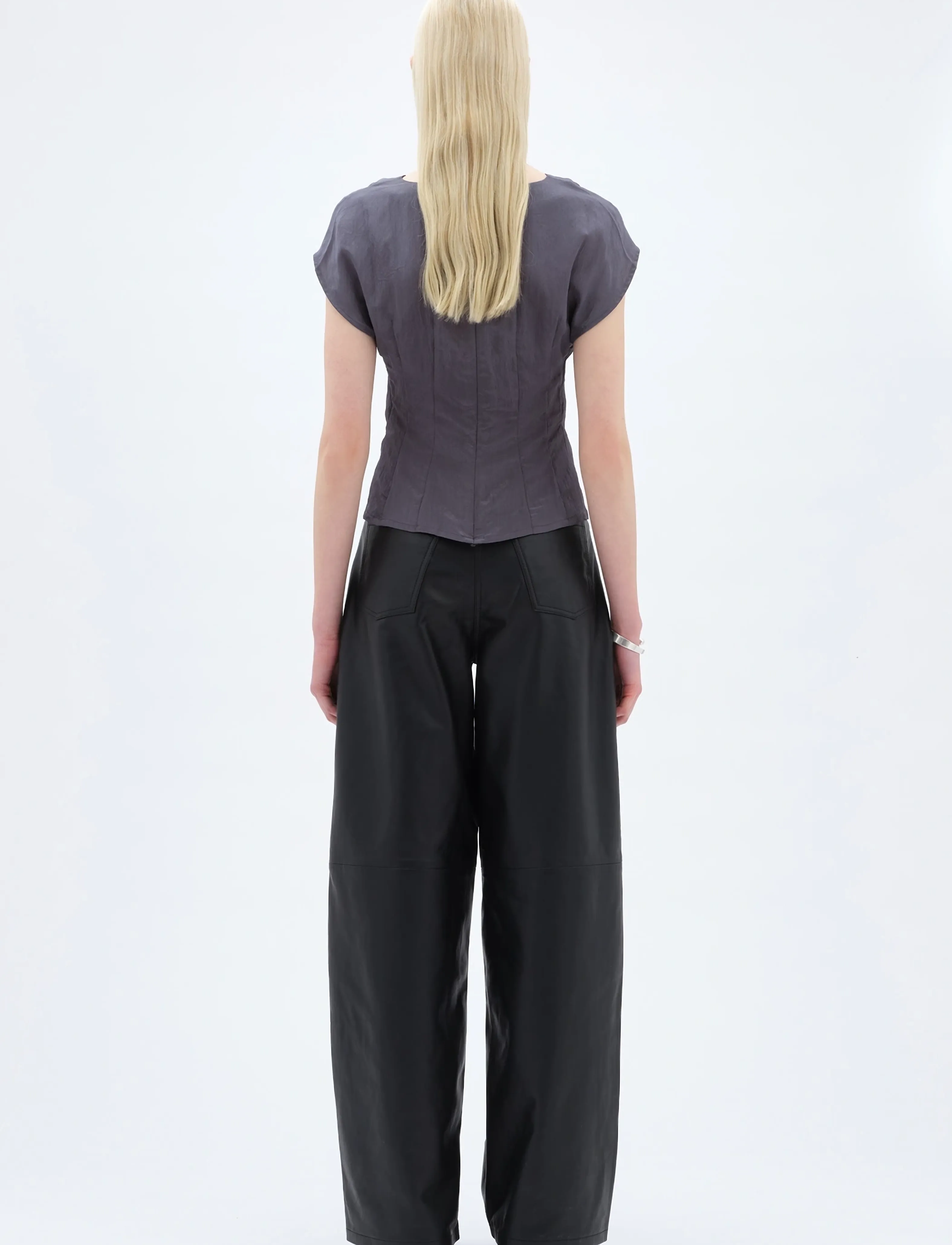 REMAIN Birger Christensen - COCOON LEATHER PANTS - barrelbyxor - black - 3