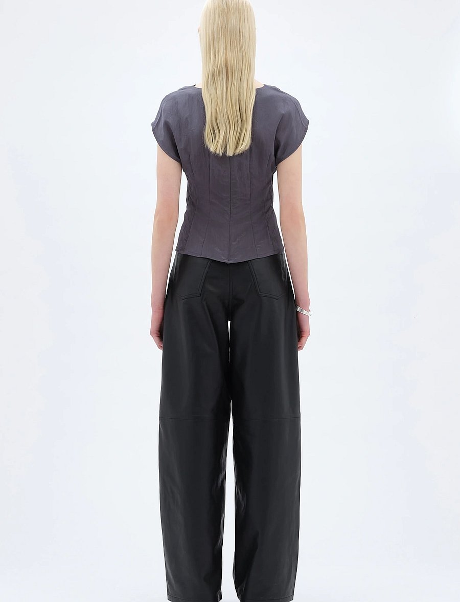 REMAIN Birger Christensen - COCOON LEATHER PANTS - barrelbyxor - black - 3