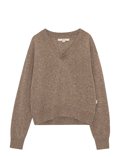 REMAIN Birger Christensen V-NECK SWEATER - REMAIN - WALNUT / brown
