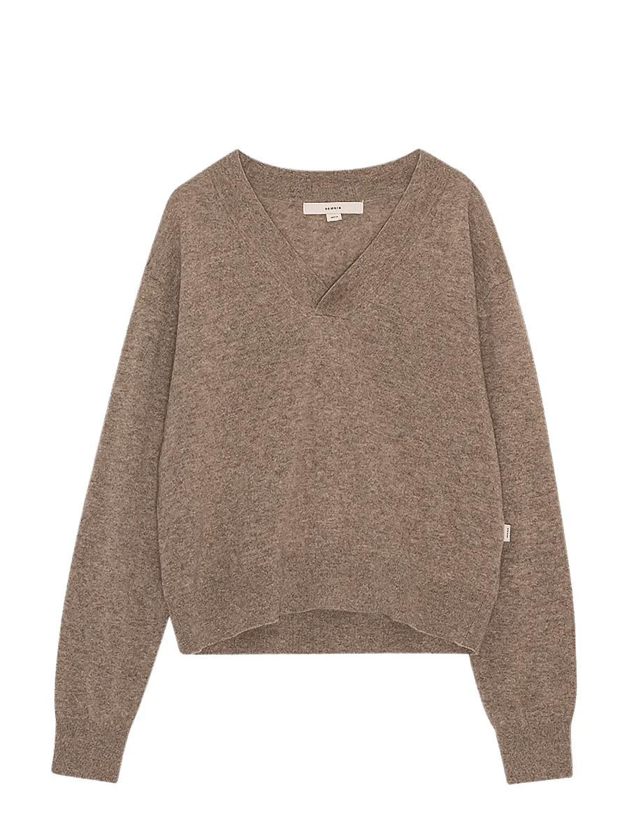 REMAIN Birger Christensen - V-NECK SWEATER - kashmir - walnut - 1