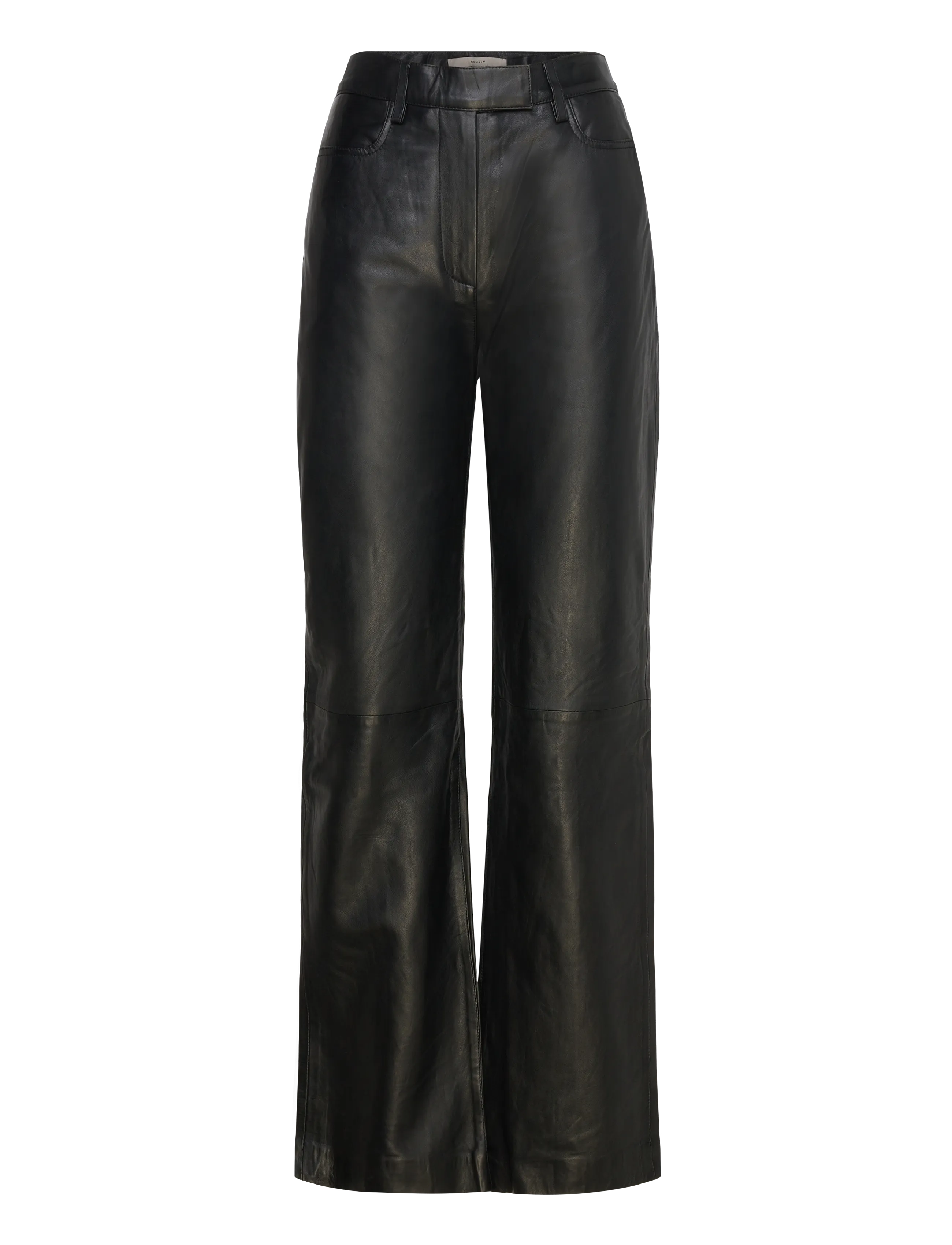 REMAIN Birger Christensen STRAIGHT LEG LEATHER PANTS - REMAIN - BLACK / black