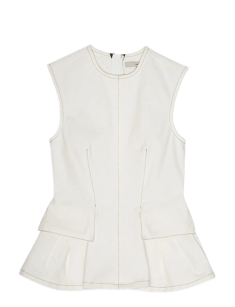 REMAIN Birger Christensen - PEPLUM DENIM TOP - linnen - ecru - 1