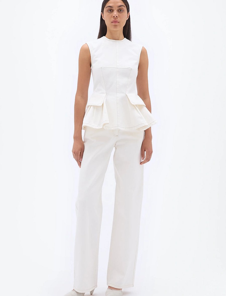 REMAIN Birger Christensen - PEPLUM DENIM TOP - topy bez rękawów - ecru - 0