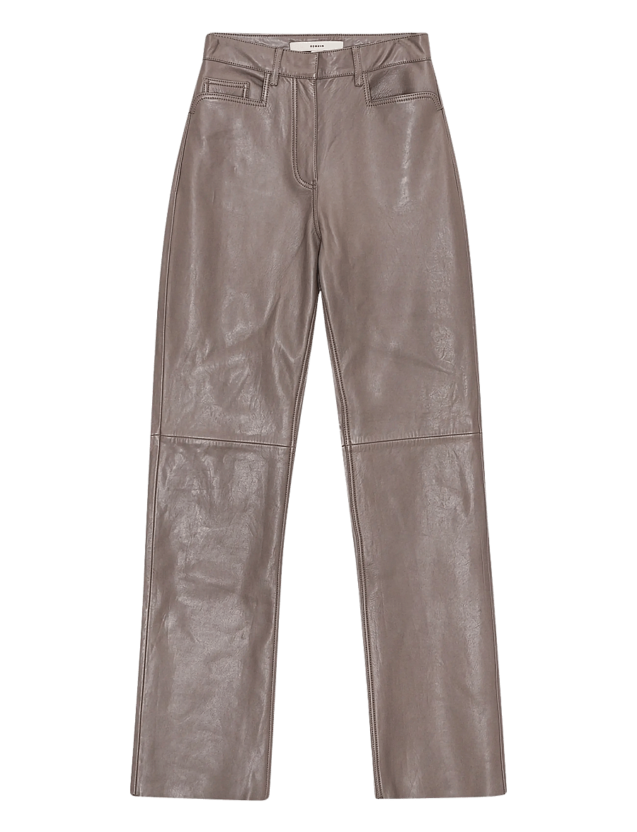 REMAIN Birger Christensen - HIGH WAIST LEATHER PANTS - slim fit bukser - iron - 1