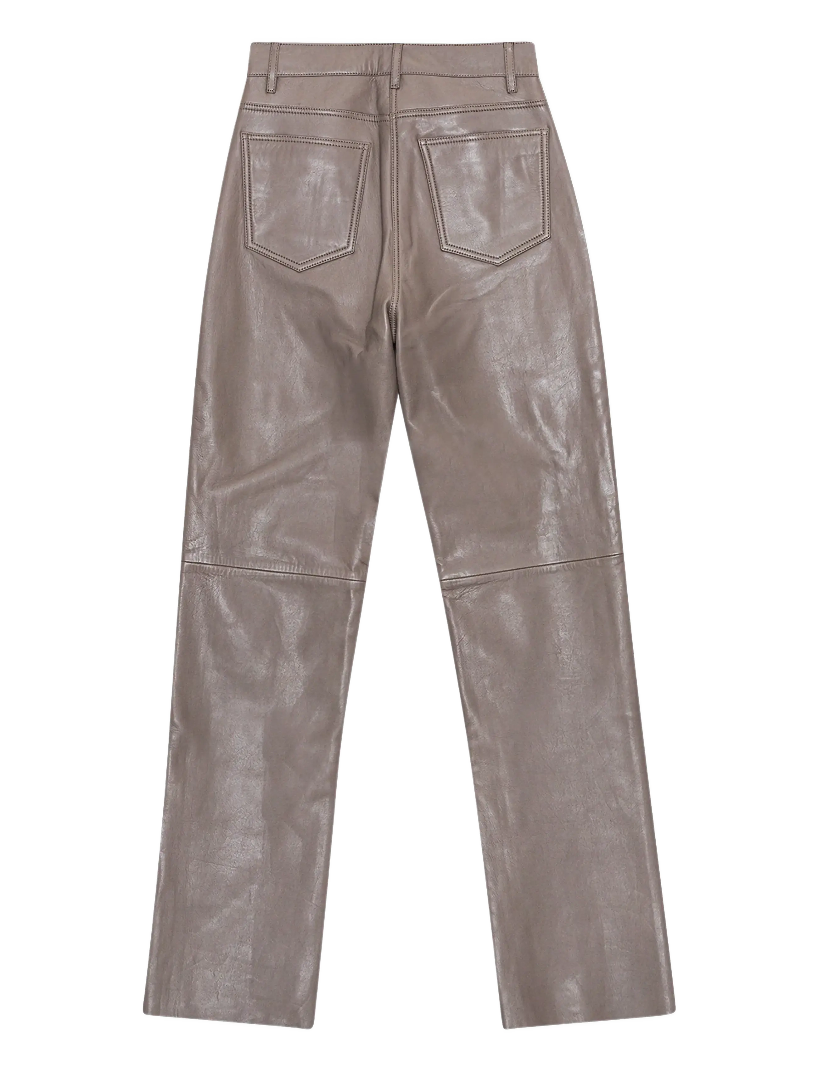 REMAIN Birger Christensen - HIGH WAIST LEATHER PANTS - slim fit bukser - iron - 2