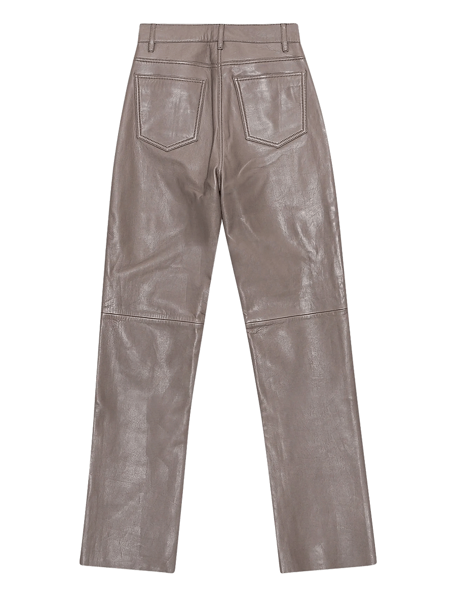 REMAIN Birger Christensen - HIGH WAIST LEATHER PANTS - slim fit bukser - iron - 2