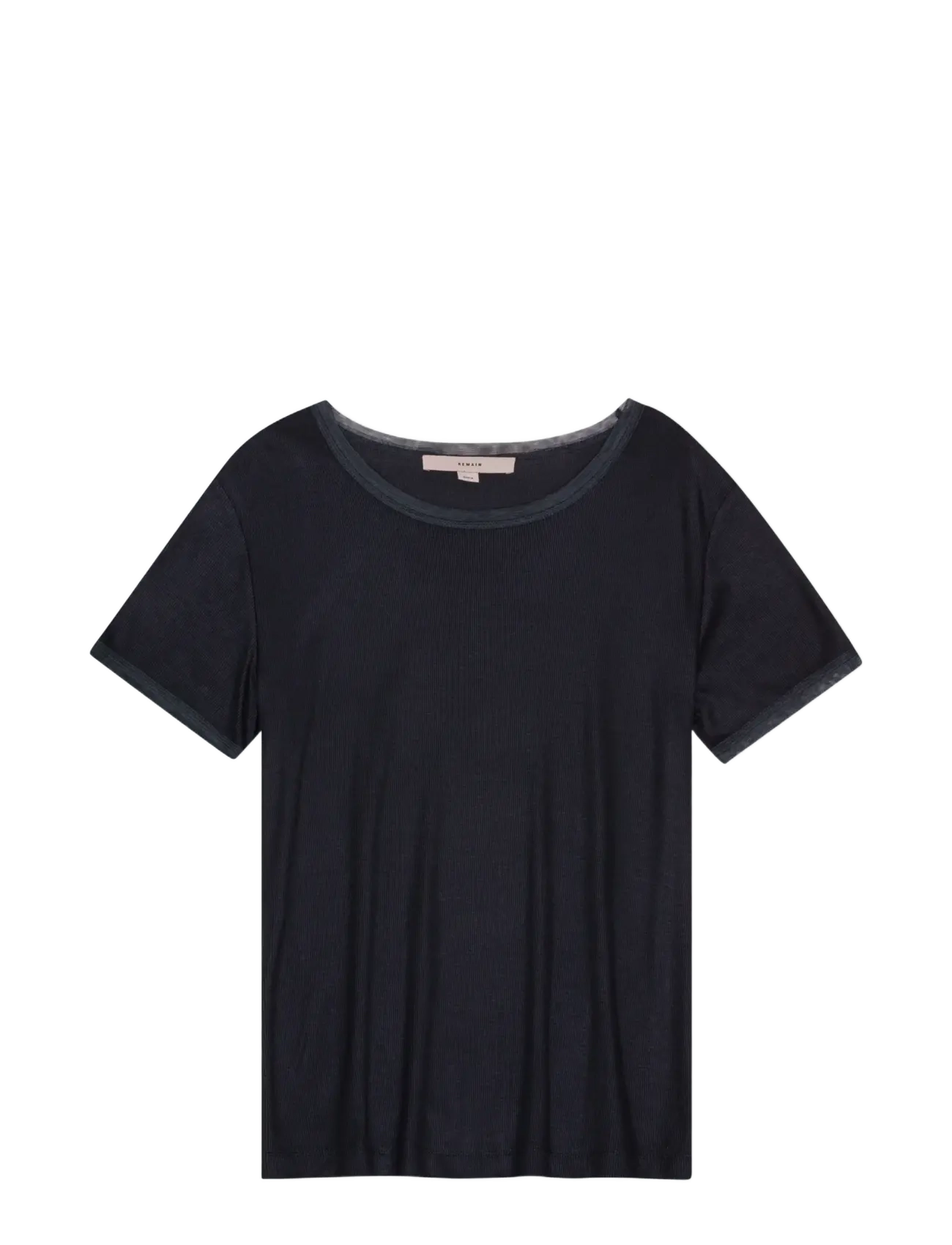 REMAIN Birger Christensen MESH TRIM TSHIRT - Kollektionen - ANTHRACITE / black