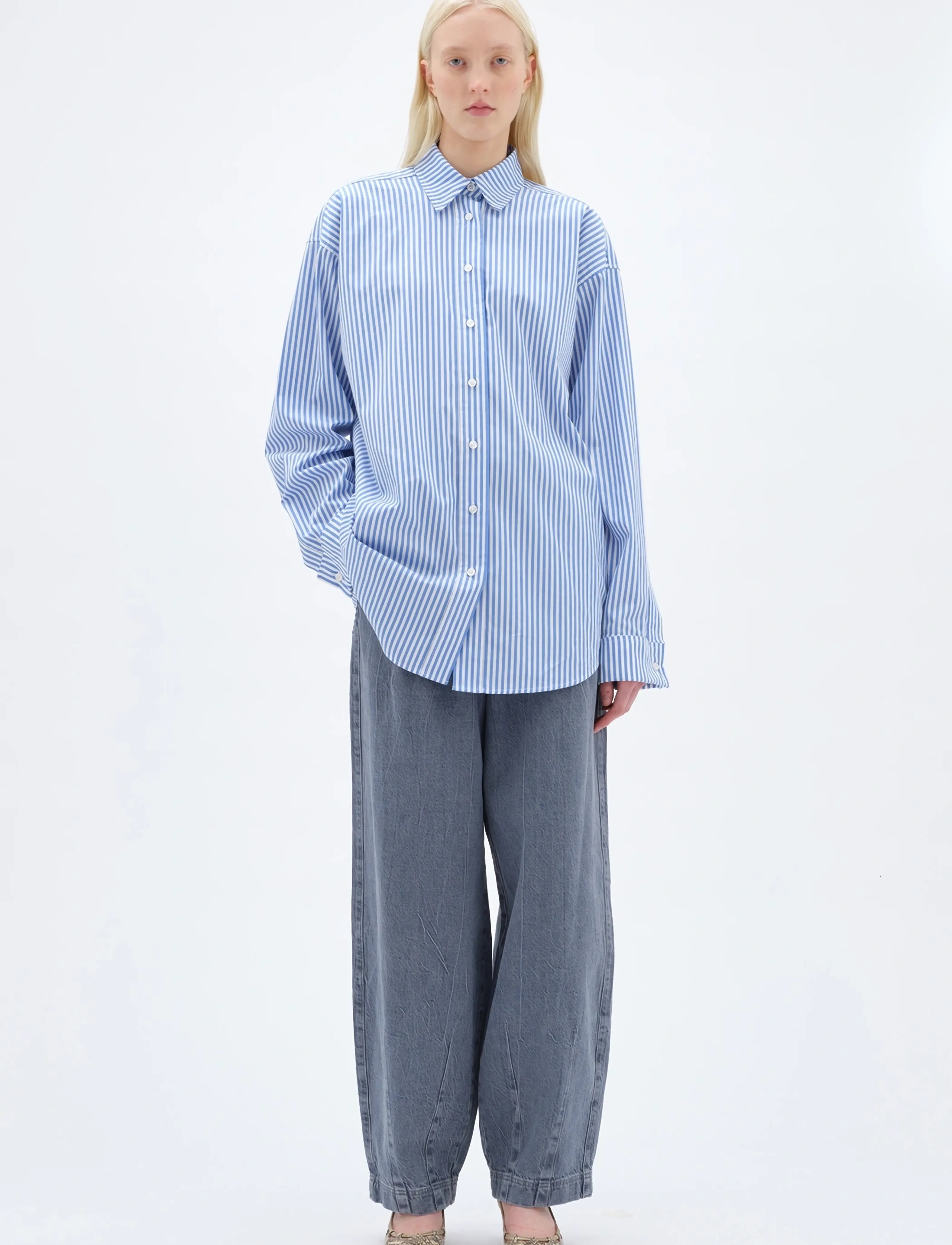 REMAIN Birger Christensen Oversize Shirt, 40, Blue, Skjorter > Langærmede, Dame