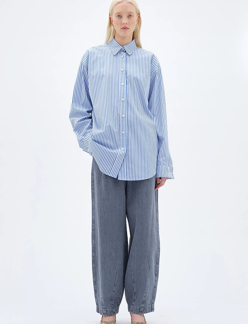 REMAIN Birger Christensen - OVERSIZE SHIRT - pikkade varrukatega särgid - cornflower blue comb. - 0