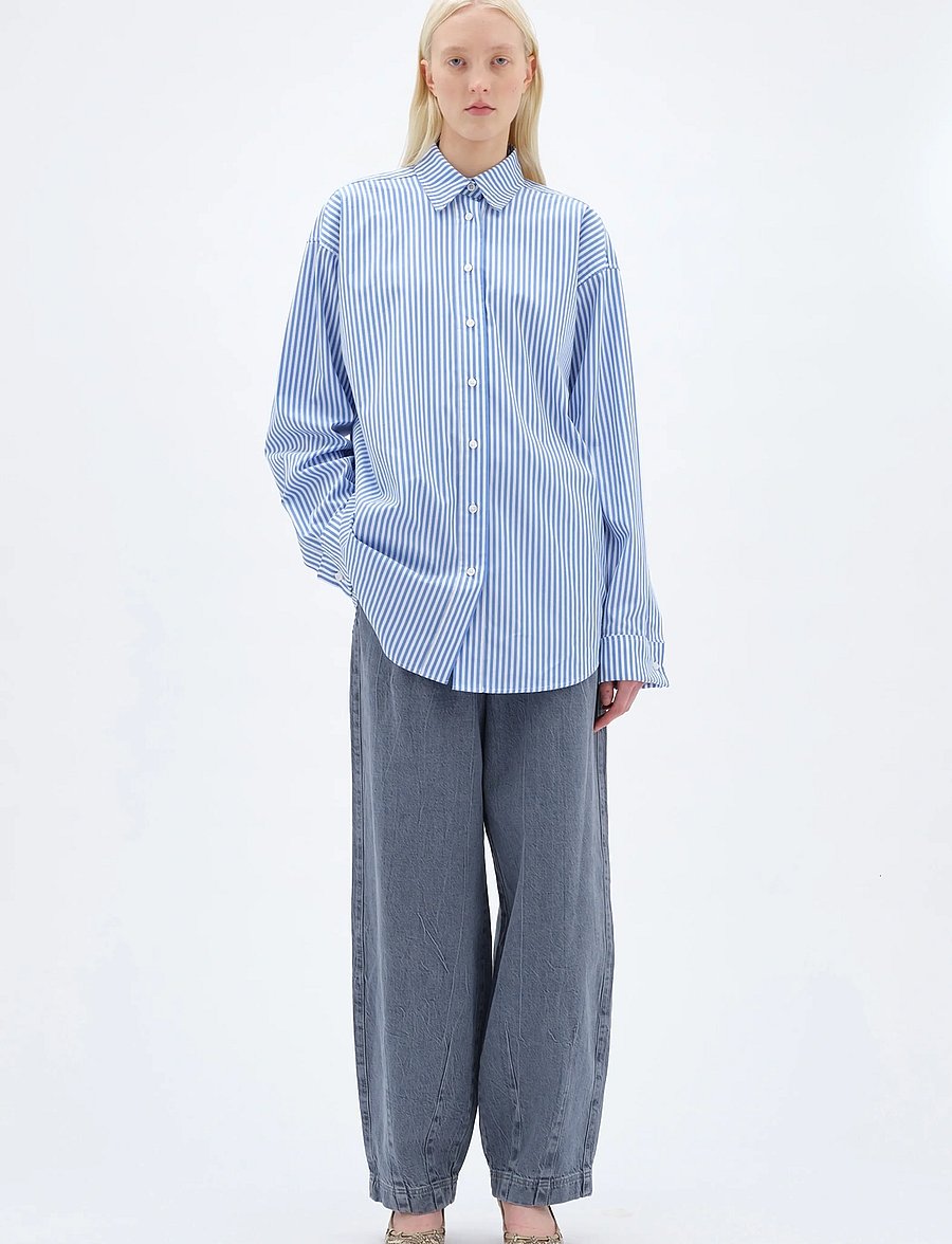 REMAIN Birger Christensen - OVERSIZE SHIRT - marškiniai ilgomis rankovėmis - cornflower blue comb. - 0