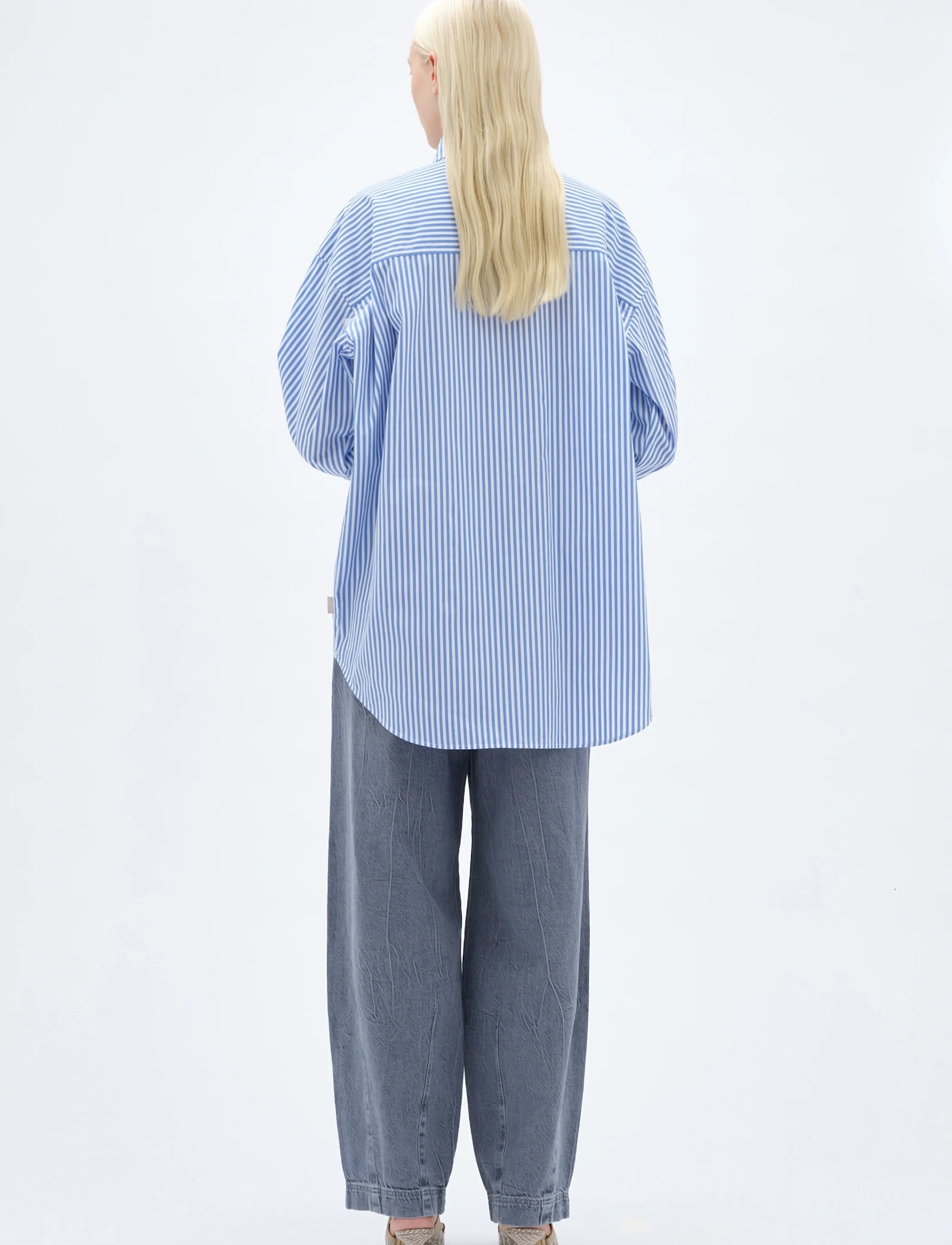REMAIN Birger Christensen - OVERSIZE SHIRT - marškiniai ilgomis rankovėmis - cornflower blue comb. - 3