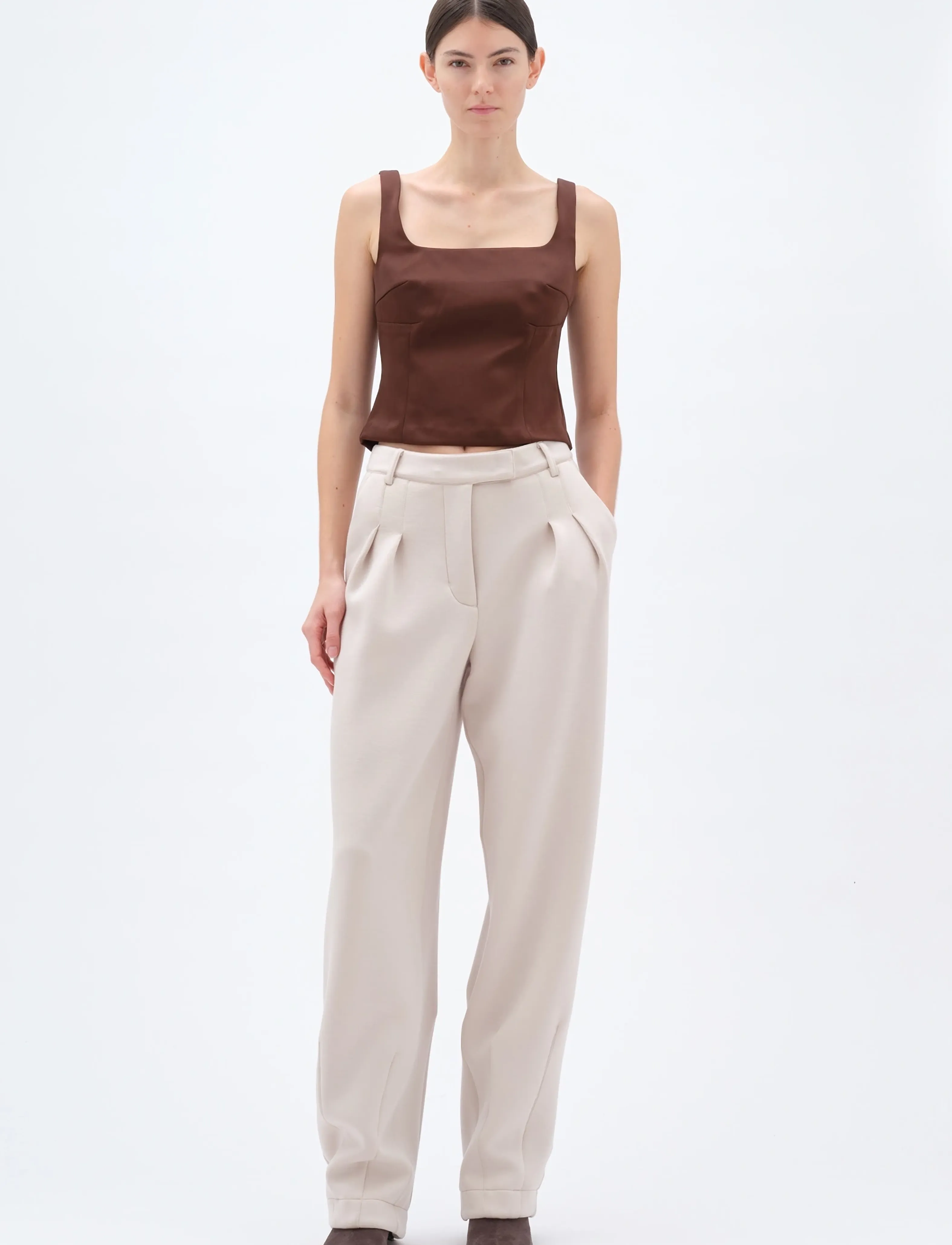 REMAIN Birger Christensen SOFT COCOON PANTS - Hosen mit weitem Bein - TOFU BEIGE / cream
