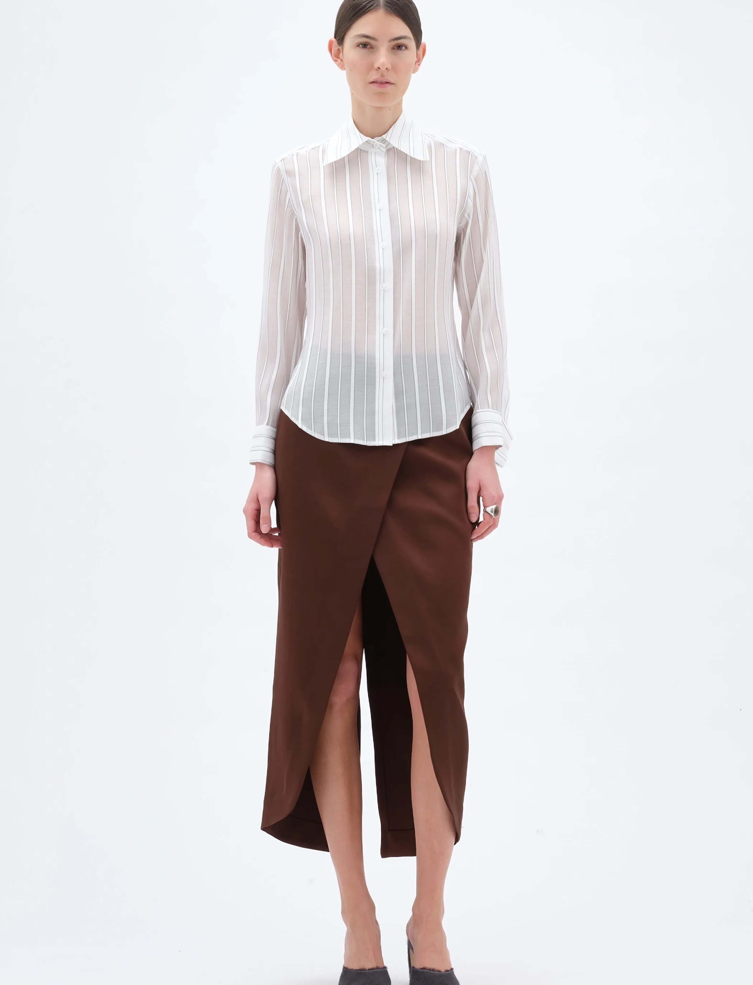 REMAIN Birger Christensen Fitted Shirt, 42, Shirts, Weiß - Long-sleeved, Frauen