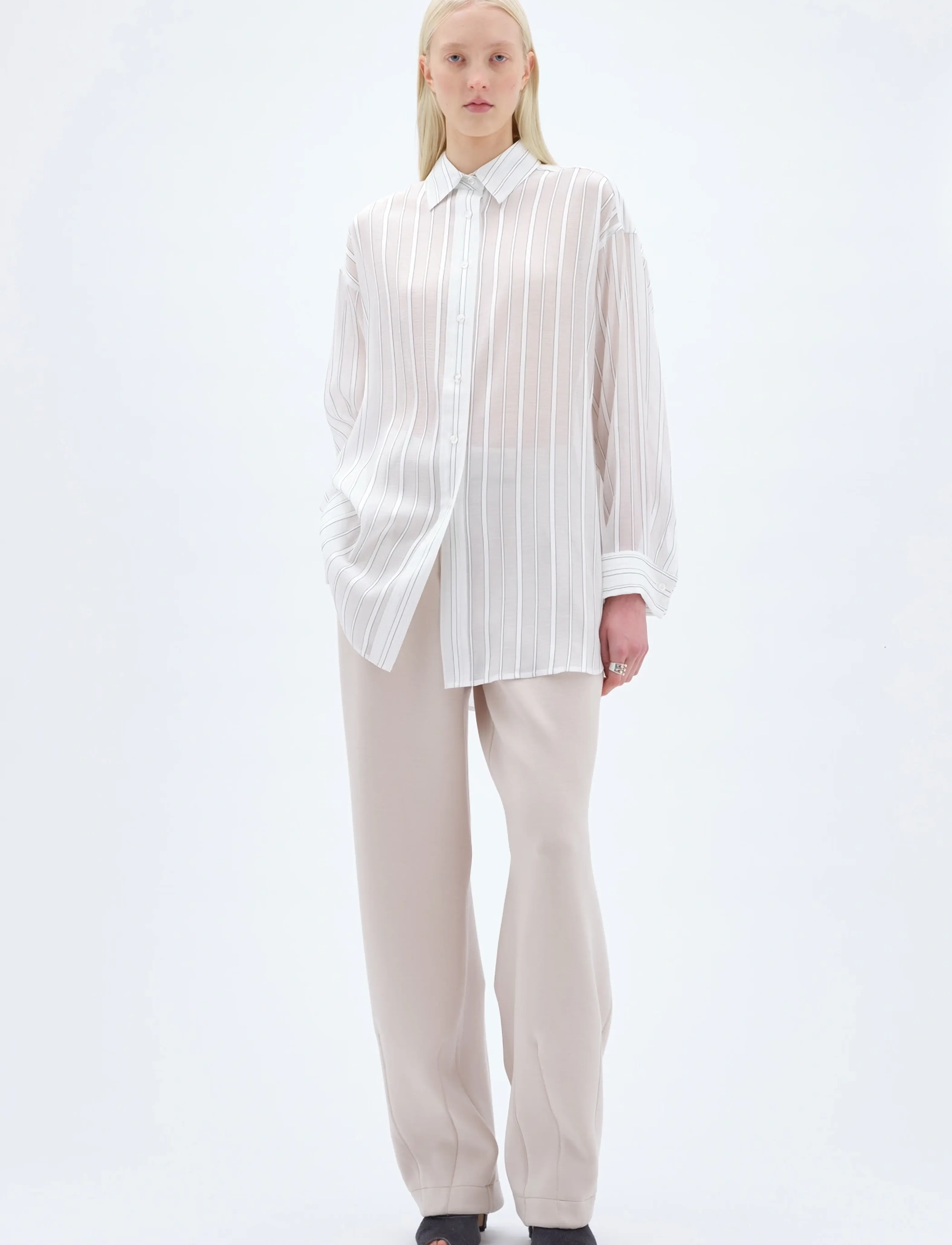 REMAIN Birger Christensen OVERSIZE SHIRT - Skjortor - CLOUD DANCER COMB. / white