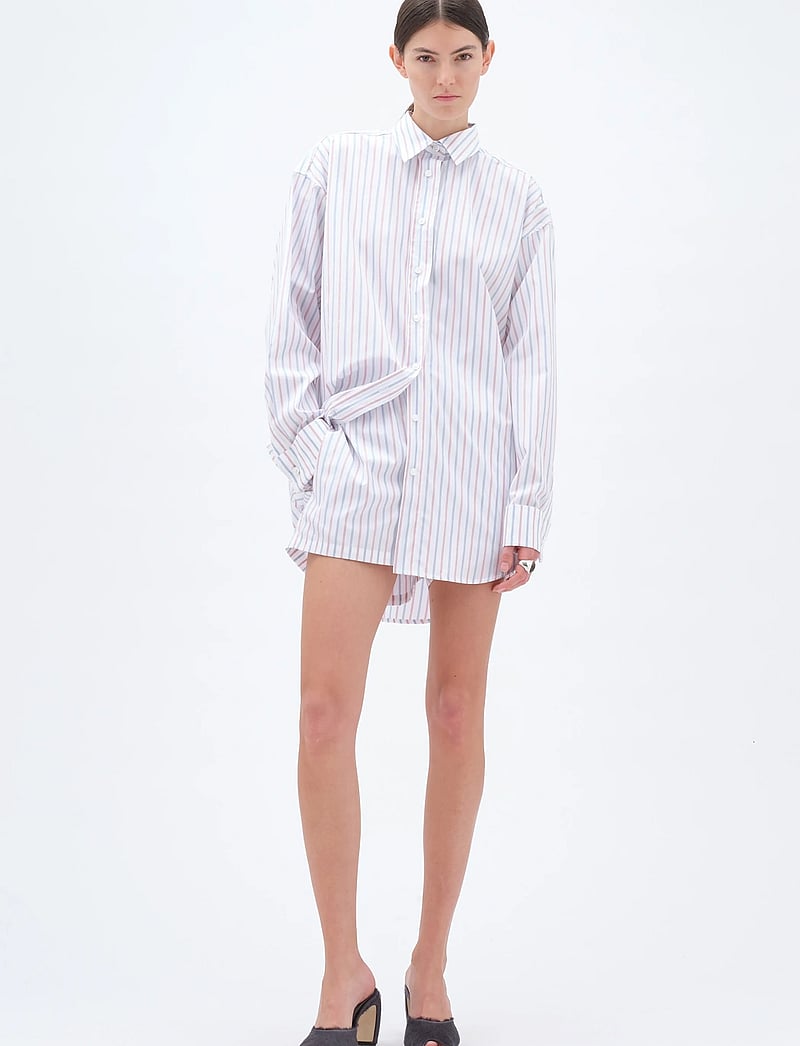 REMAIN Birger Christensen - OVERSIZE SHIRT - long-sleeved shirts - cloud dancer comb. - 0