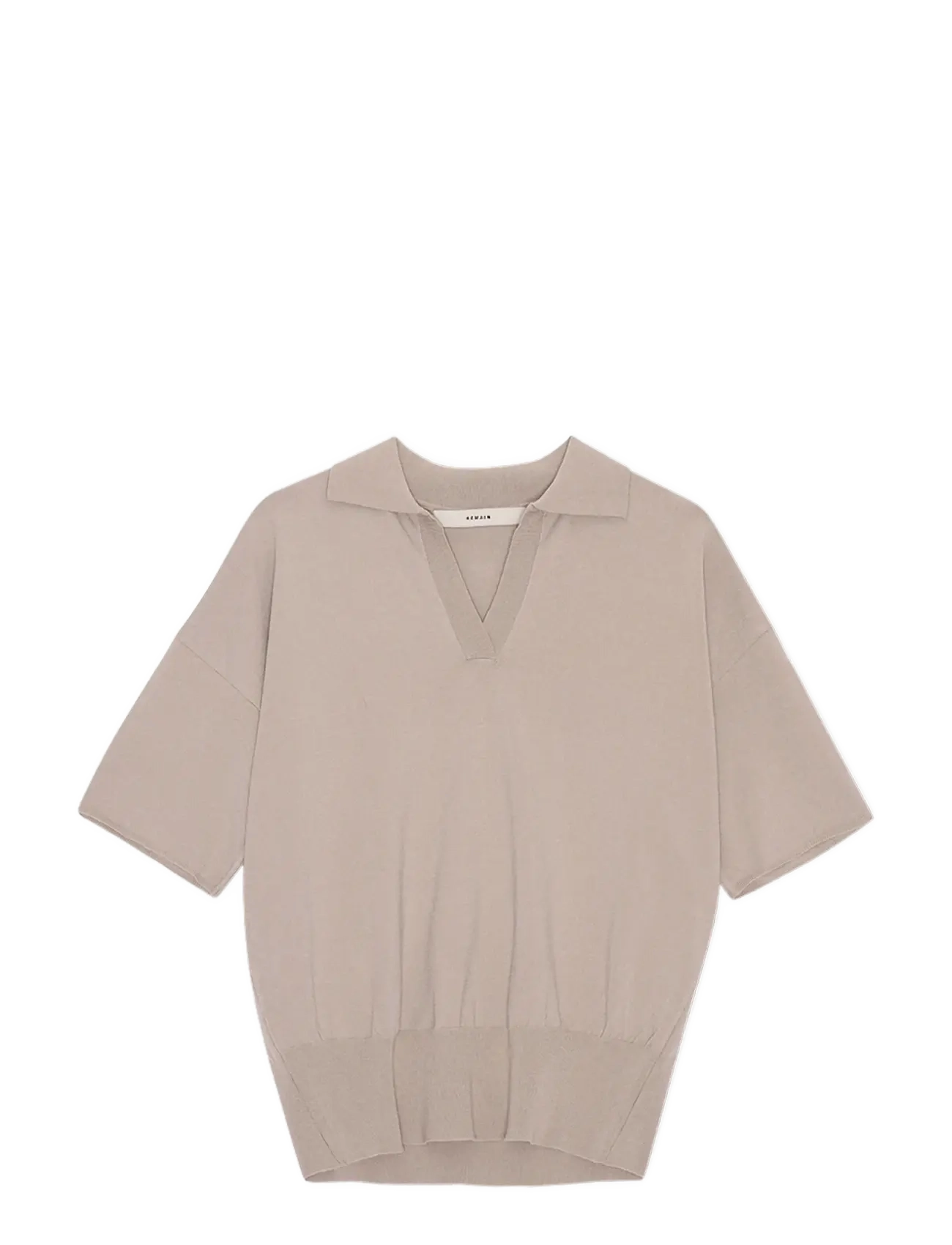 REMAIN Birger Christensen KNITTED POLO TSHIRT - Kollektionen - OATMEAL / beige