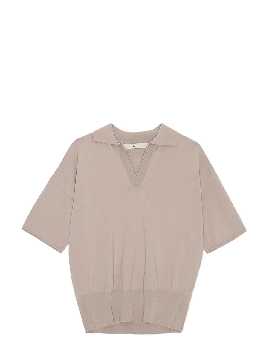 REMAIN Birger Christensen - KNITTED POLO TSHIRT - pullover - oatmeal - 1