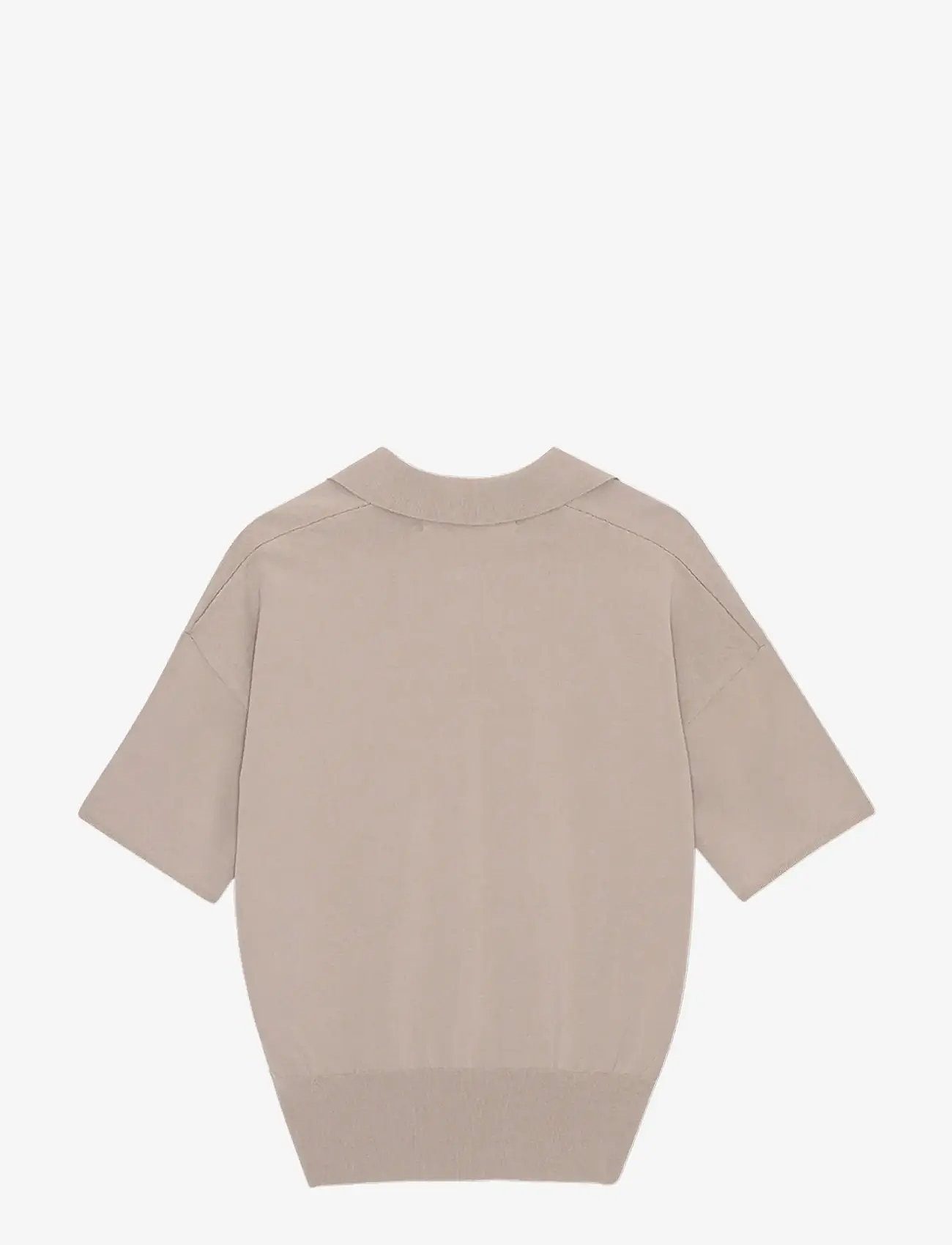 REMAIN Birger Christensen - KNITTED POLO TSHIRT - sviitrid - oatmeal - 2