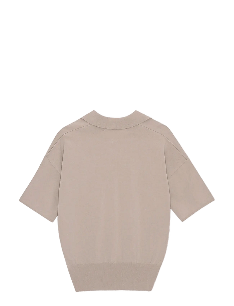 REMAIN Birger Christensen - KNITTED POLO TSHIRT - sviitrid - oatmeal - 2