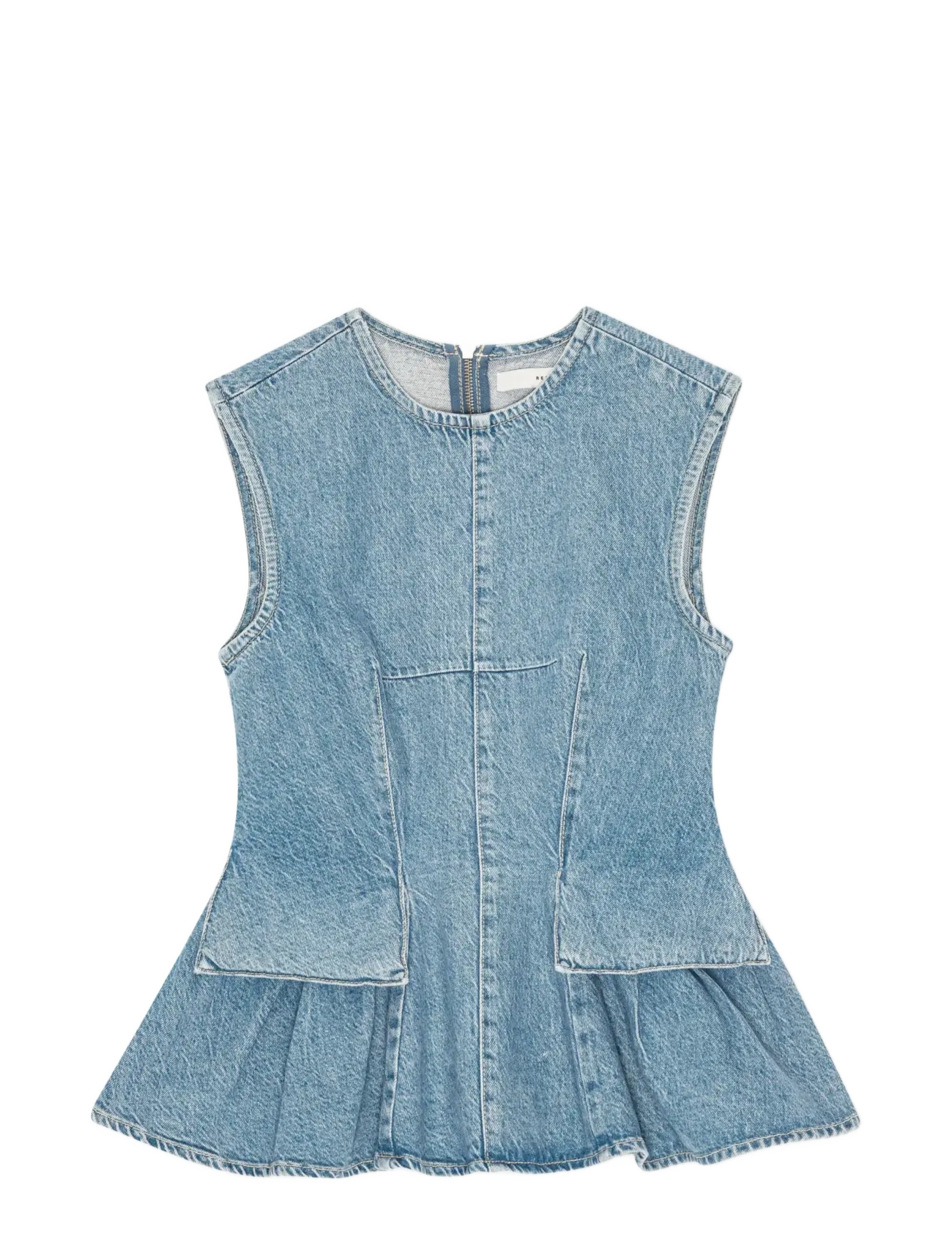 REMAIN Birger Christensen - PEPLUM DENIM TOP - blue mirage - 1
