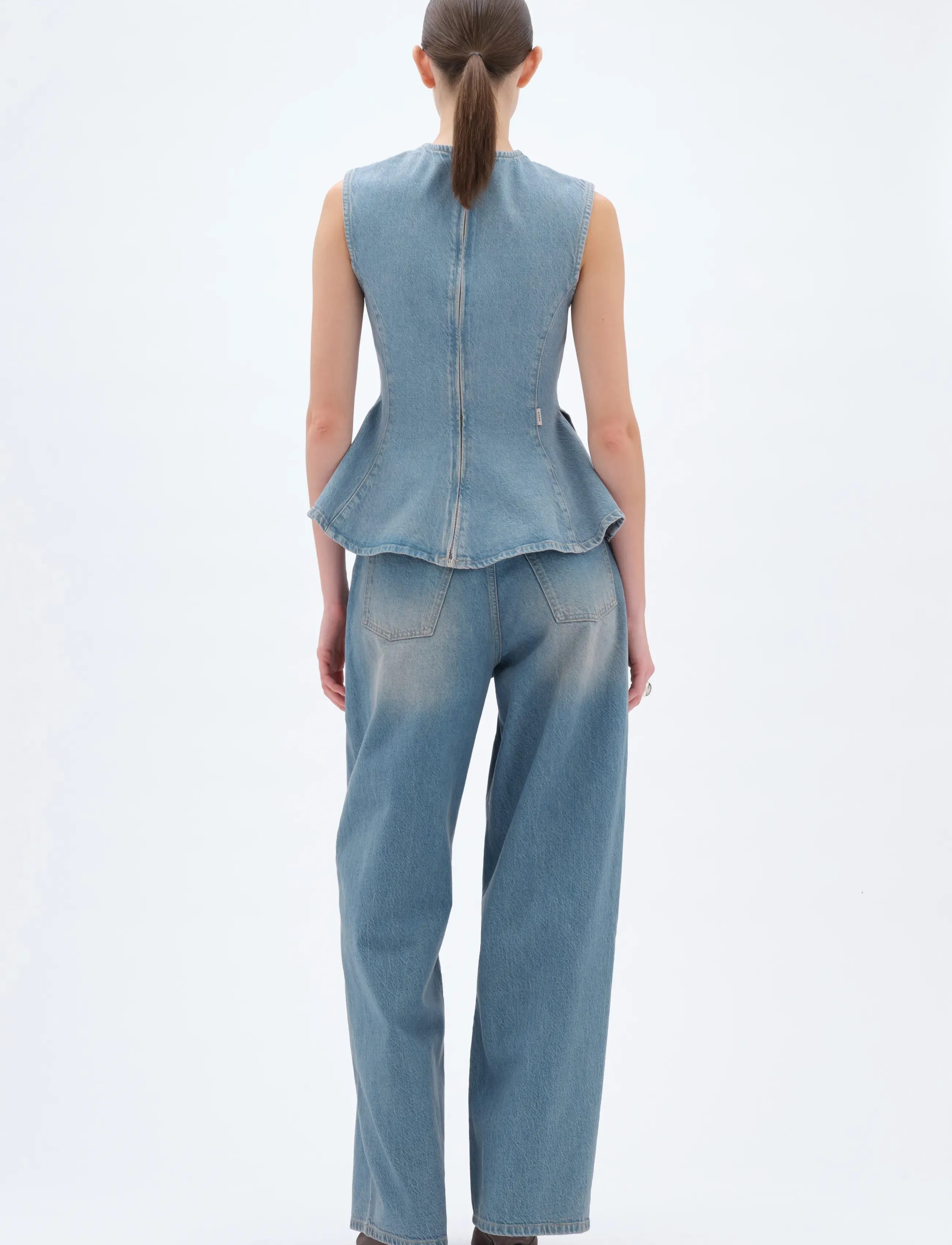 REMAIN Birger Christensen - PEPLUM DENIM TOP - blue mirage - 3