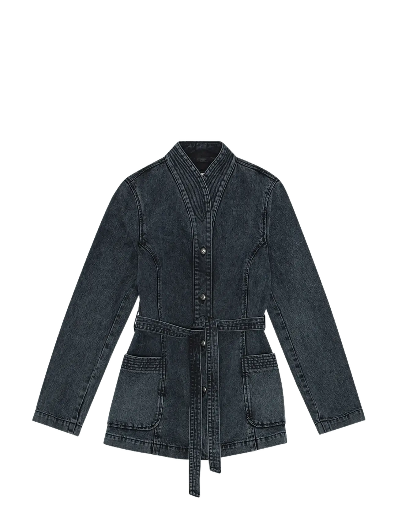 REMAIN Birger Christensen BELTED DENIM JACKET - Jakker - BLACK / blue
