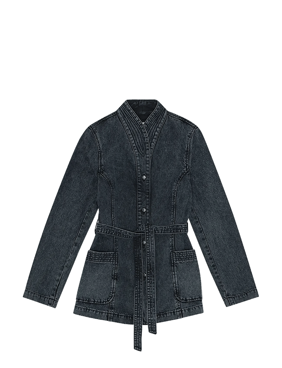 REMAIN Birger Christensen - BELTED DENIM JACKET - vårjackor - black - 1