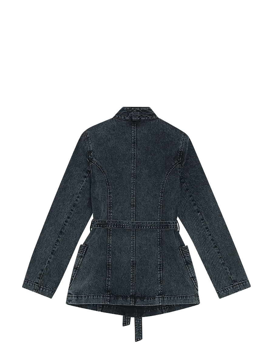 REMAIN Birger Christensen - BELTED DENIM JACKET - vårjackor - black - 2