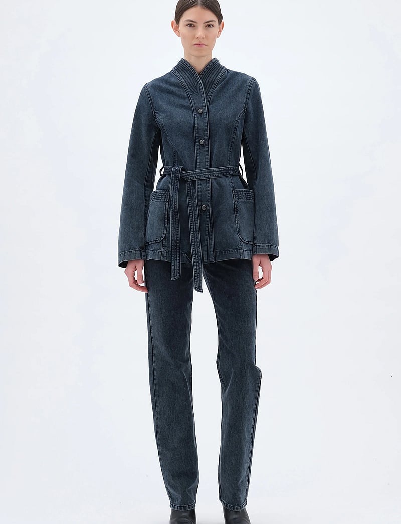 REMAIN Birger Christensen - BELTED DENIM JACKET - denimjakker - black - 0