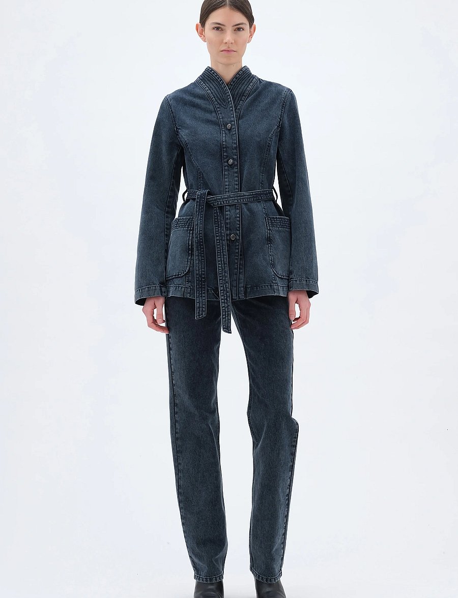 REMAIN Birger Christensen - BELTED DENIM JACKET - vårjackor - black - 0