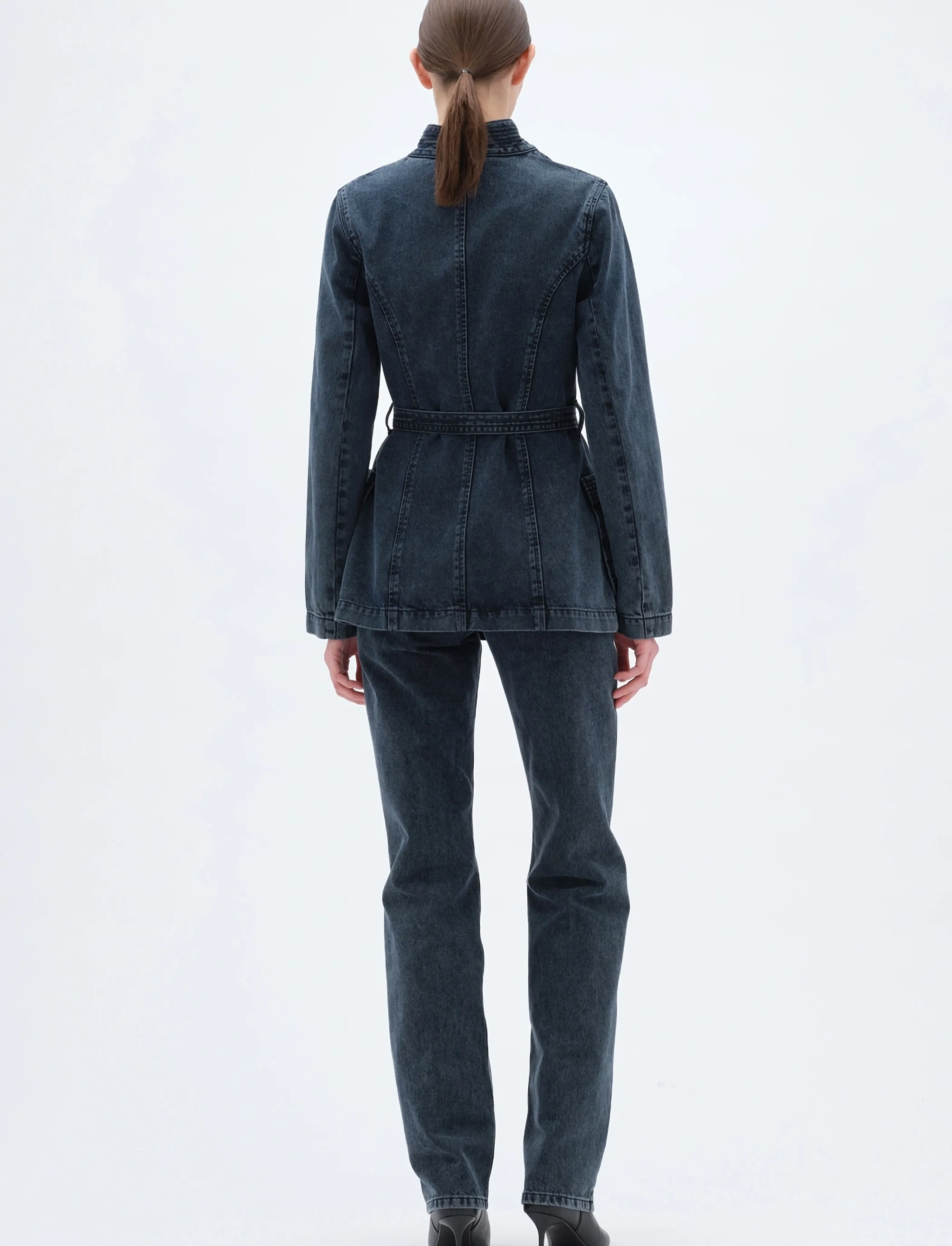 REMAIN Birger Christensen - BELTED DENIM JACKET - jeansjacken - black - 3