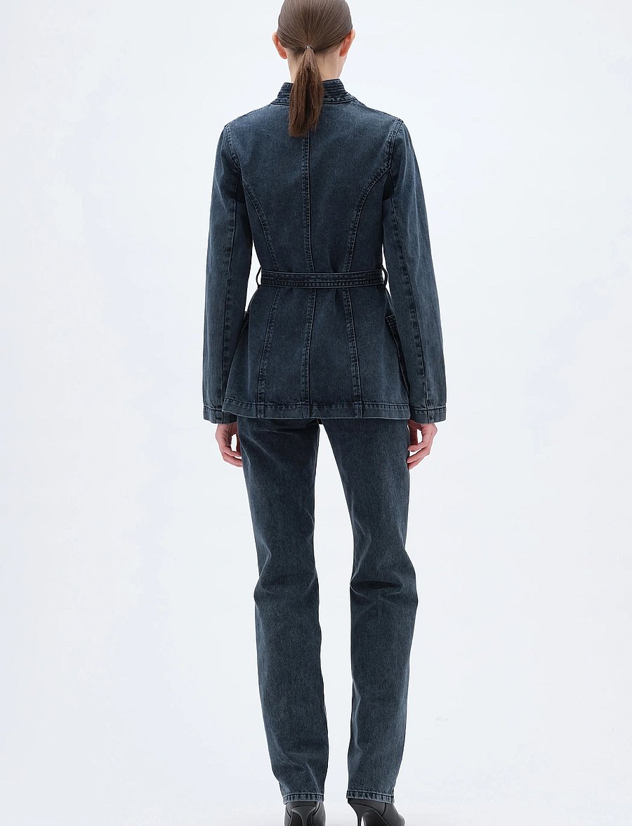 REMAIN Birger Christensen - BELTED DENIM JACKET - vårjackor - black - 3