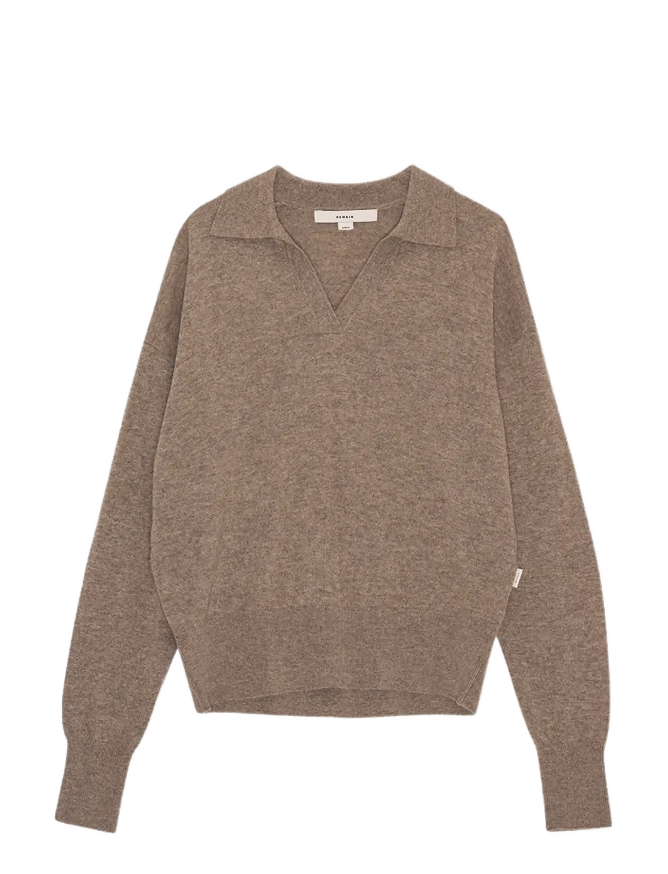 REMAIN Birger Christensen KNIT POLO SWEATER - T-Shirts & Tops - WALNUT / brown