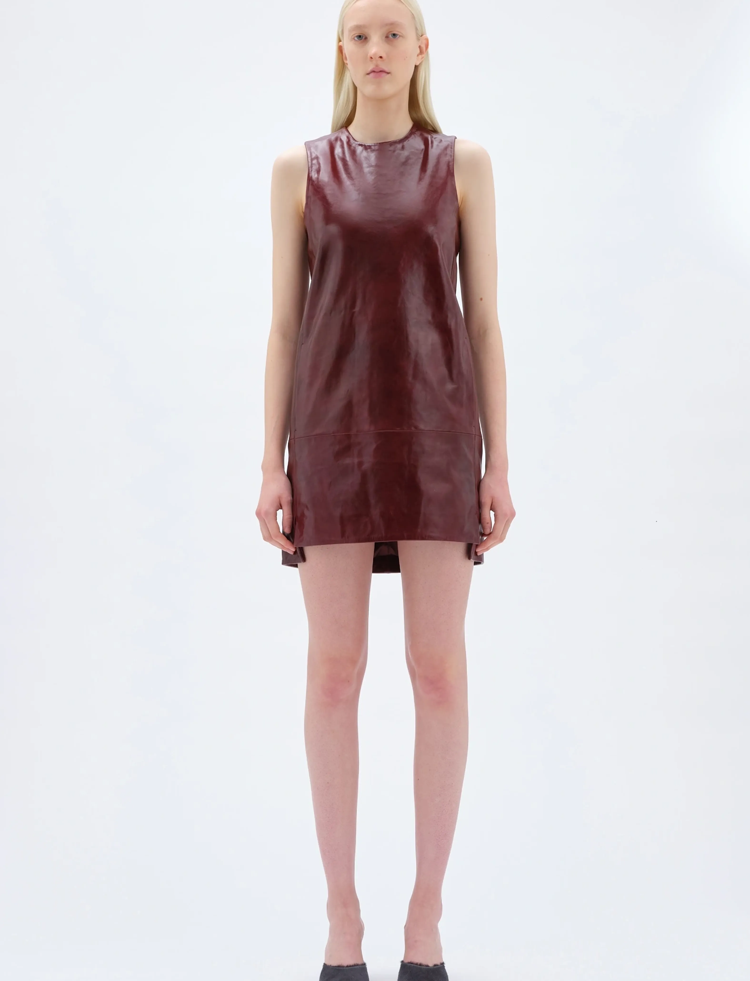 REMAIN Birger Christensen Mini Leather Dress, 36, Dresses, Burgunderrot - Short Frauen