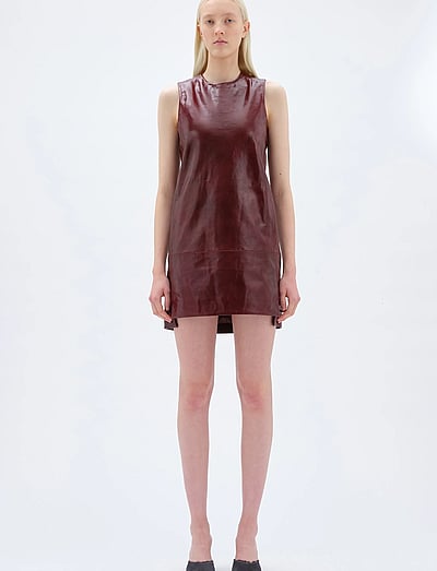 REMAIN Birger Christensen MINI LEATHER DRESS - REMAIN - ZINFANDEL / burgundy