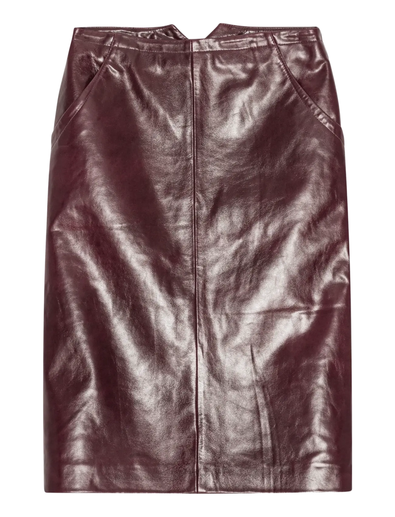 REMAIN Birger Christensen MIDI LEATHER SKIRT - Skinnkjolar - ZINFANDEL / burgundy