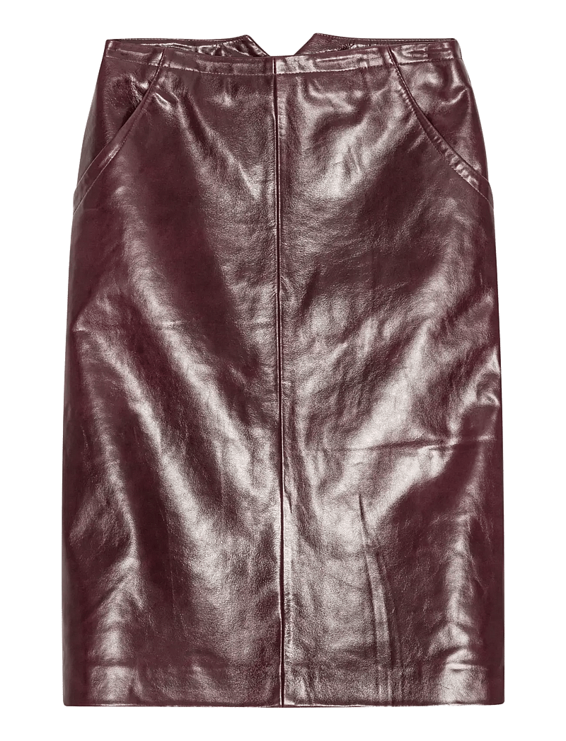 REMAIN Birger Christensen - MIDI LEATHER SKIRT - nahast seelikud - zinfandel - 1