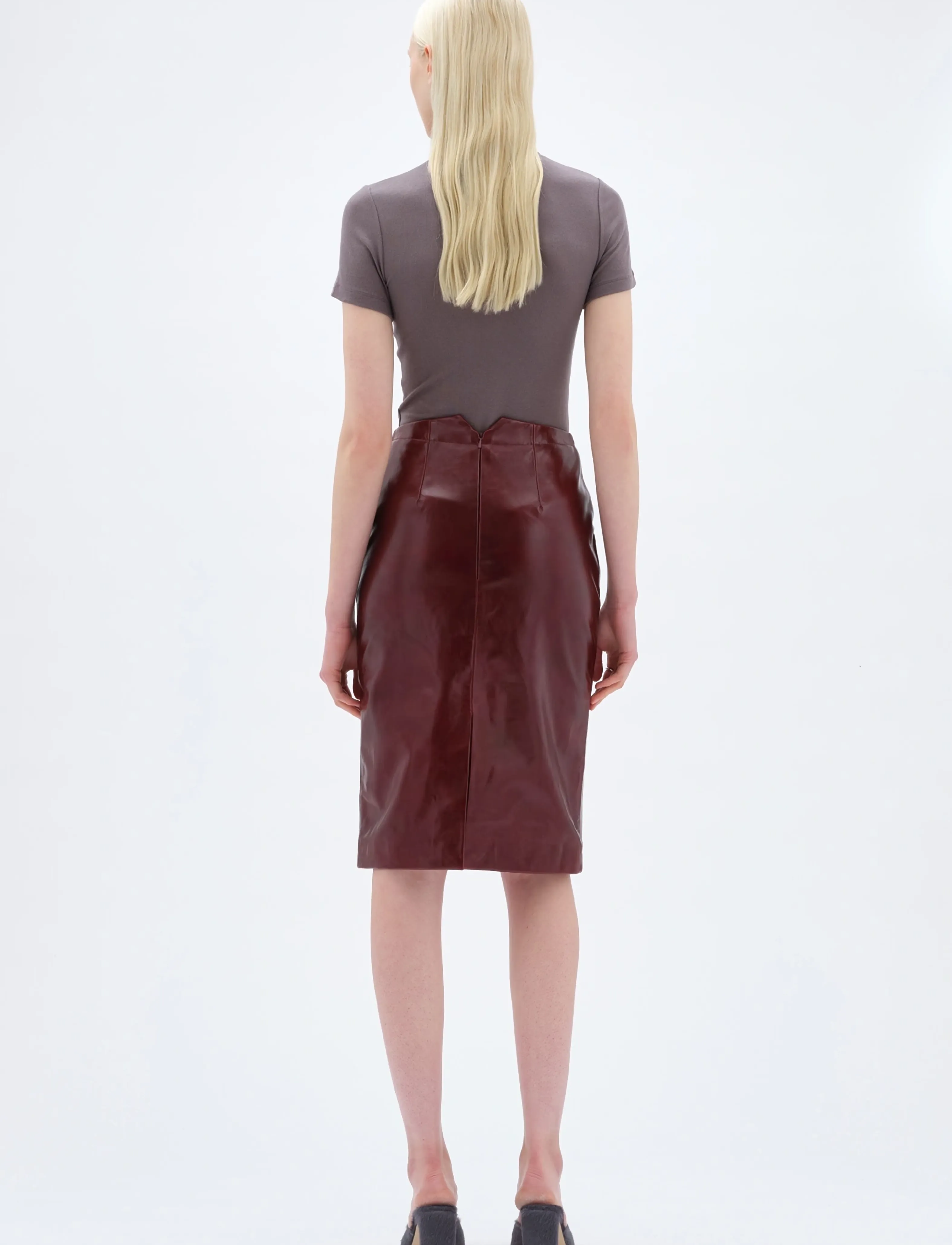 REMAIN Birger Christensen - MIDI LEATHER SKIRT - zinfandel - 3