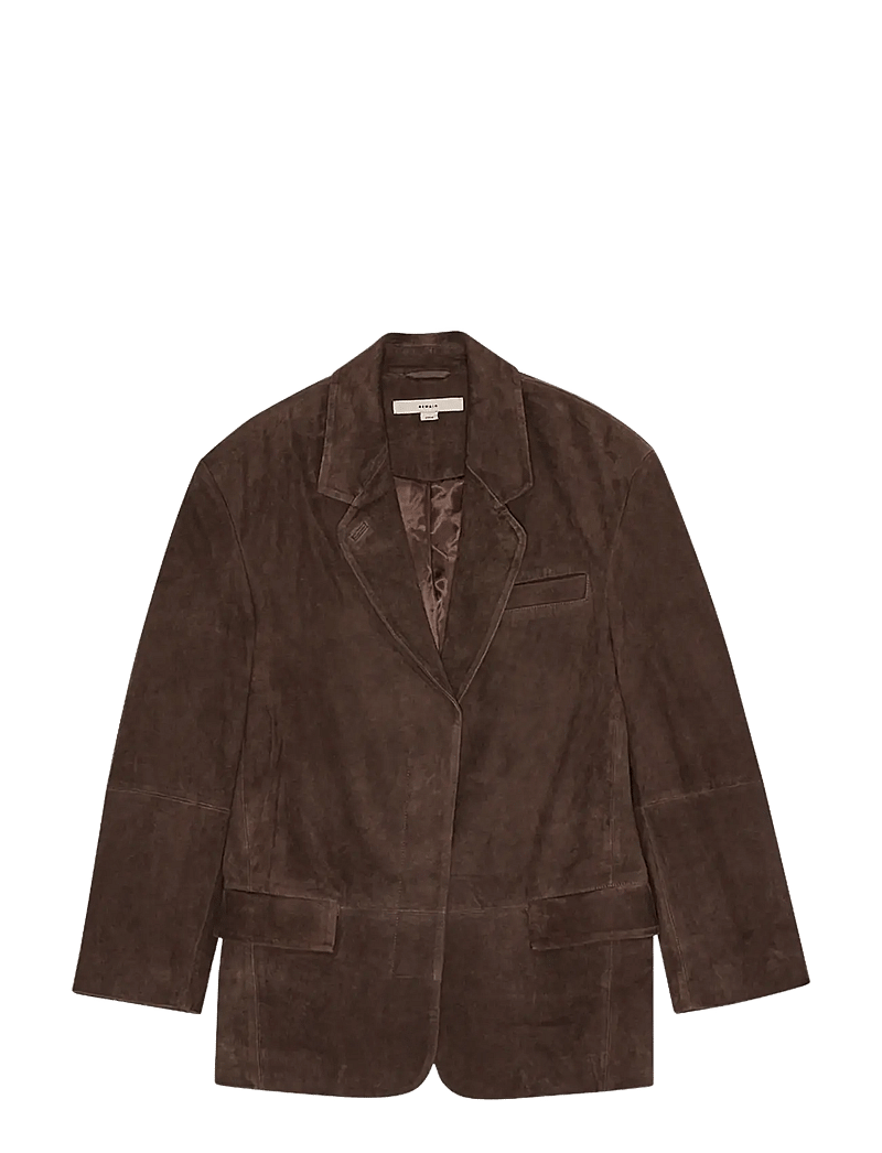 REMAIN Birger Christensen - OVERSIZED SUEDE BLAZER - læderjakker - chicory coffee - 1