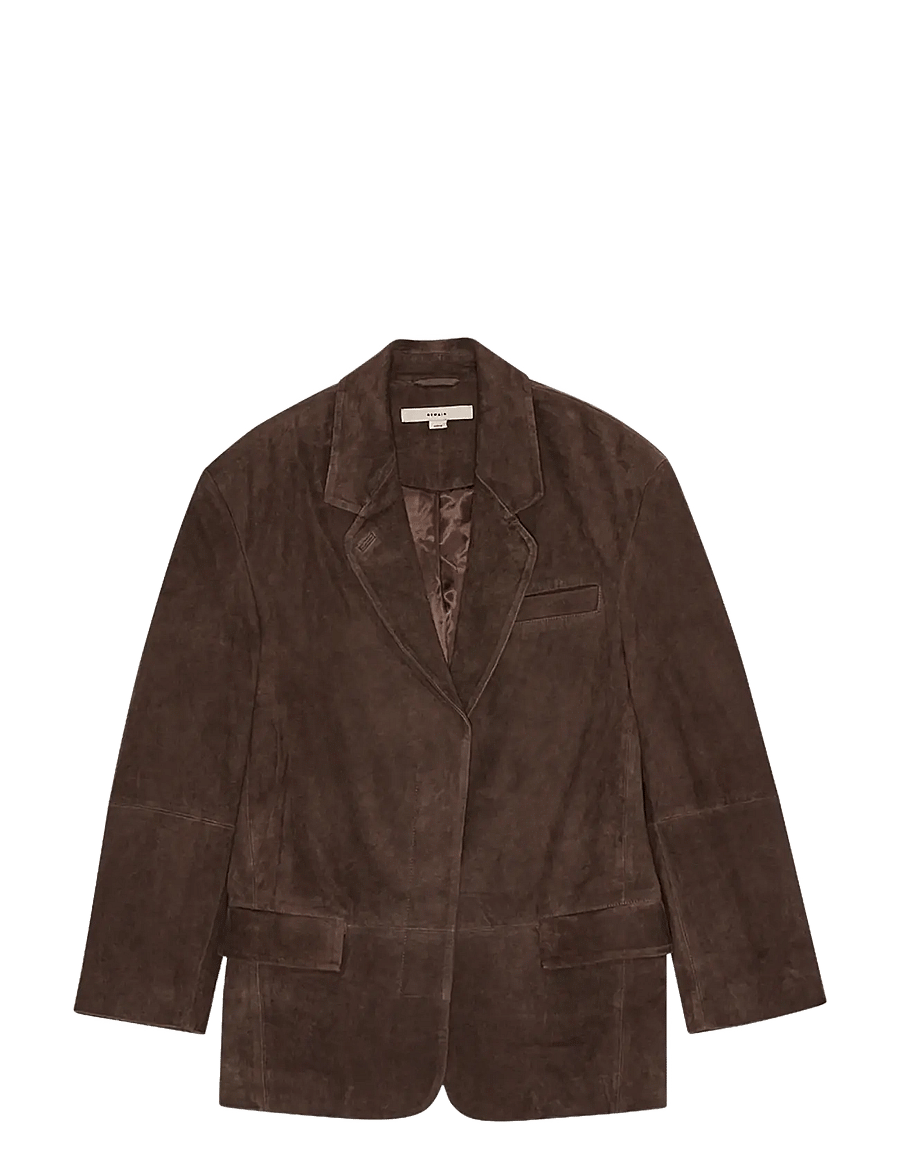 REMAIN Birger Christensen - OVERSIZED SUEDE BLAZER - spring jackets - chicory coffee - 1