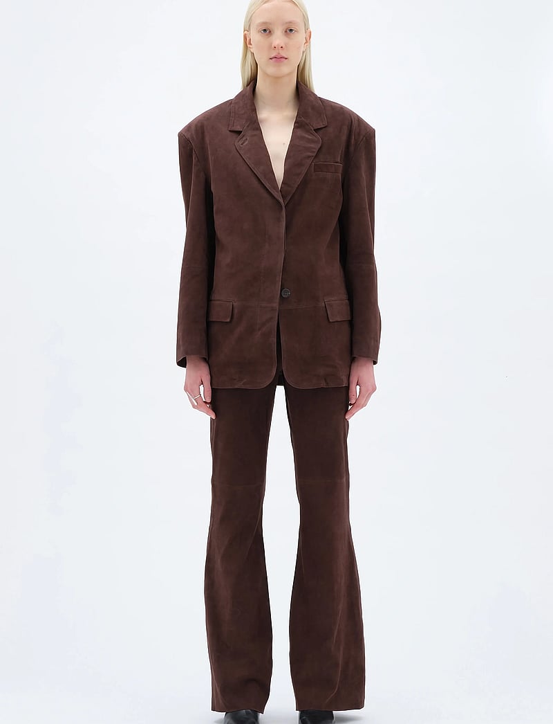 REMAIN Birger Christensen - OVERSIZED SUEDE BLAZER - læderjakker - chicory coffee - 0