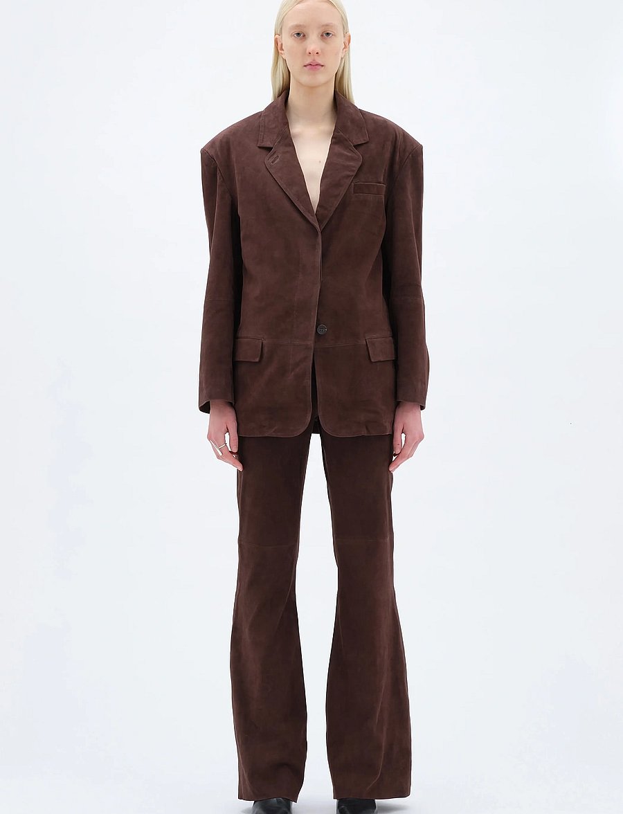REMAIN Birger Christensen - OVERSIZED SUEDE BLAZER - spring jackets - chicory coffee - 0