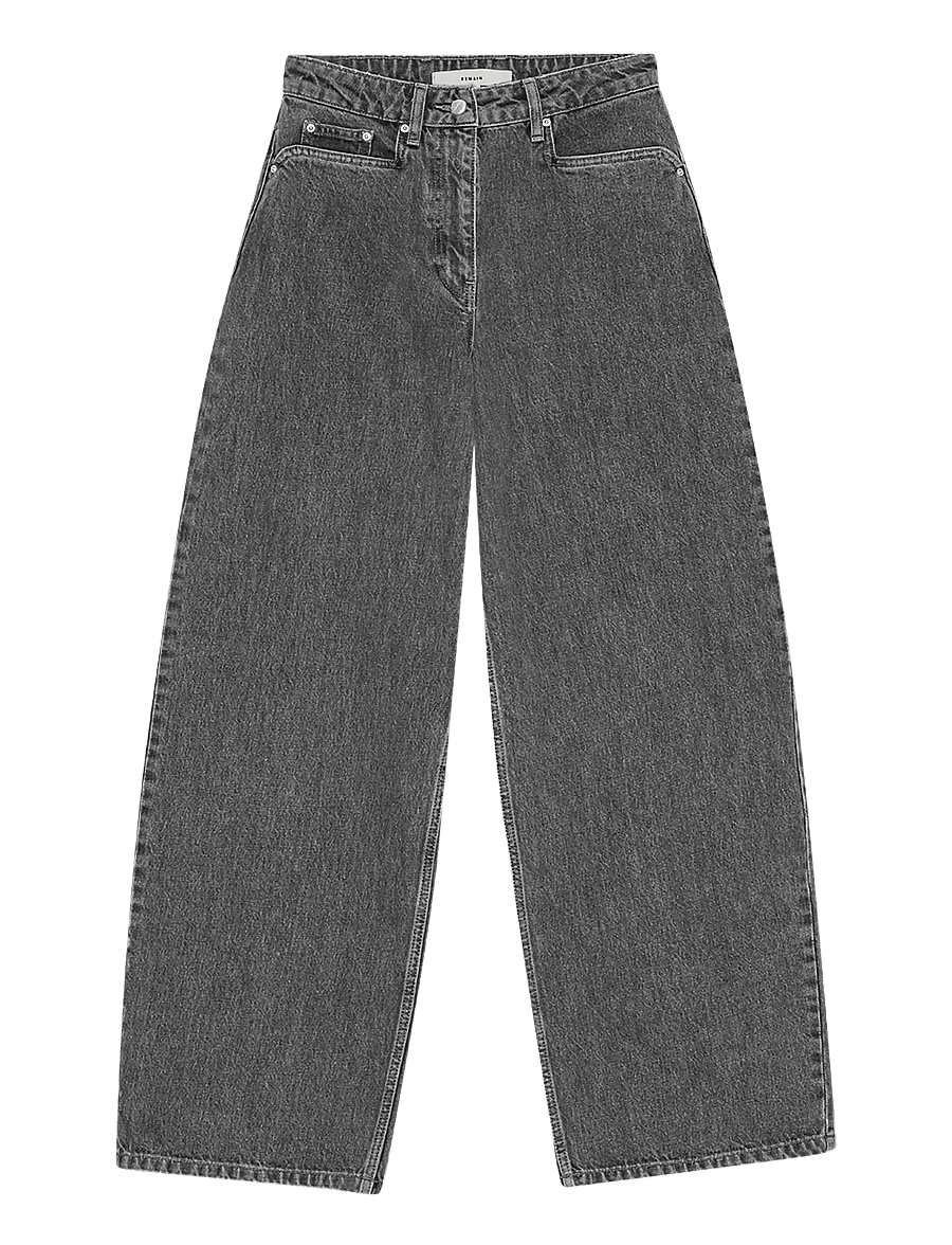 REMAIN Birger Christensen - COCOON DENIM PANTS - hosen mit weitem bein - frost gray - 1