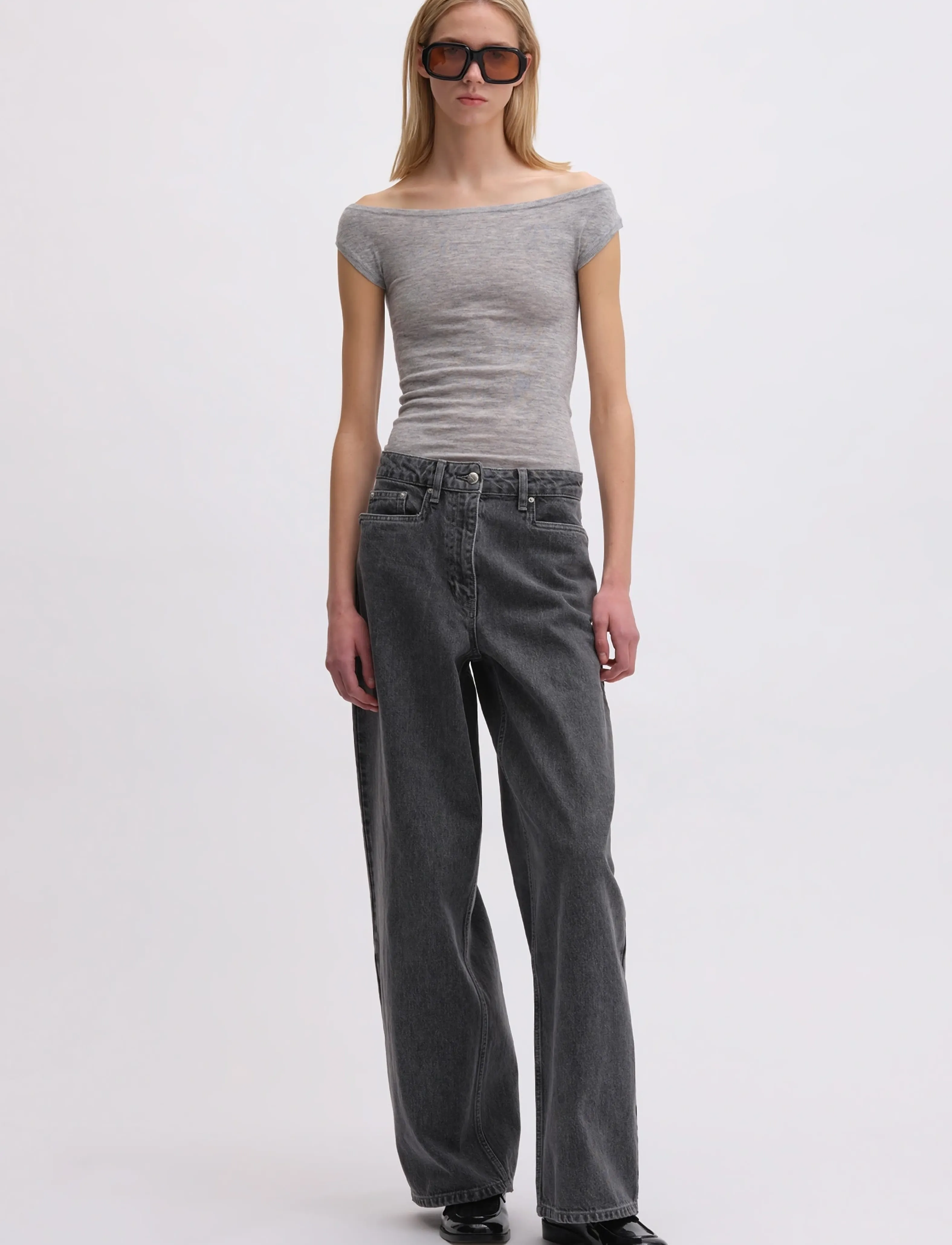 REMAIN Birger Christensen COCOON DENIM PANTS - Clothing - FROST GRAY / grey