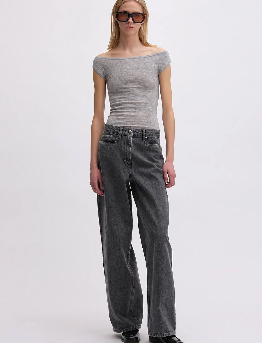 REMAIN Birger Christensen - COCOON DENIM PANTS - hosen mit weitem bein - frost gray - 0